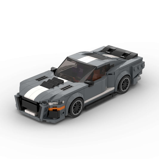 RevVBlox Ford Mustang Shelby GT500 model car with detailed red and black design, showcasing the iconic muscle car silhouette.