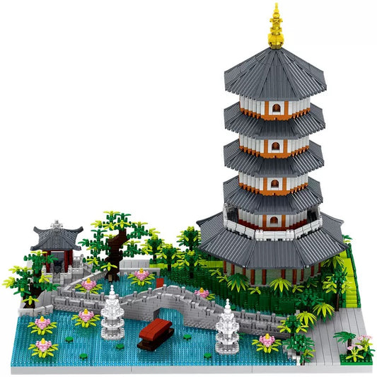 RevvBlox Hangzhou West Lake model with detailed miniature landscape and traditional Chinese architecture, perfect for collectors and enthusiasts.