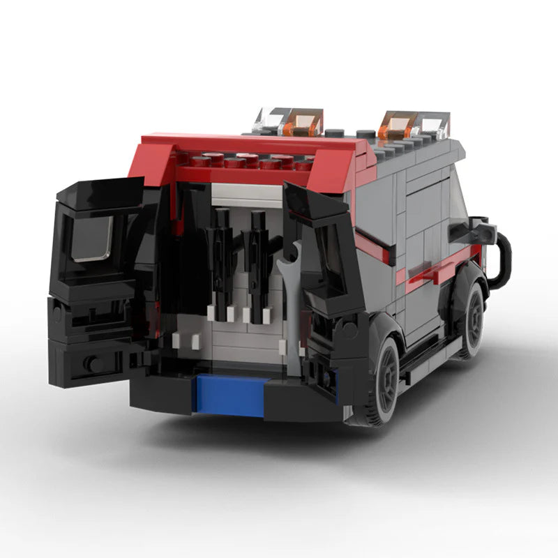 RevVBlox GMC Vandura Van model from A-Team series, detailed die-cast replica with authentic design and vibrant colors.