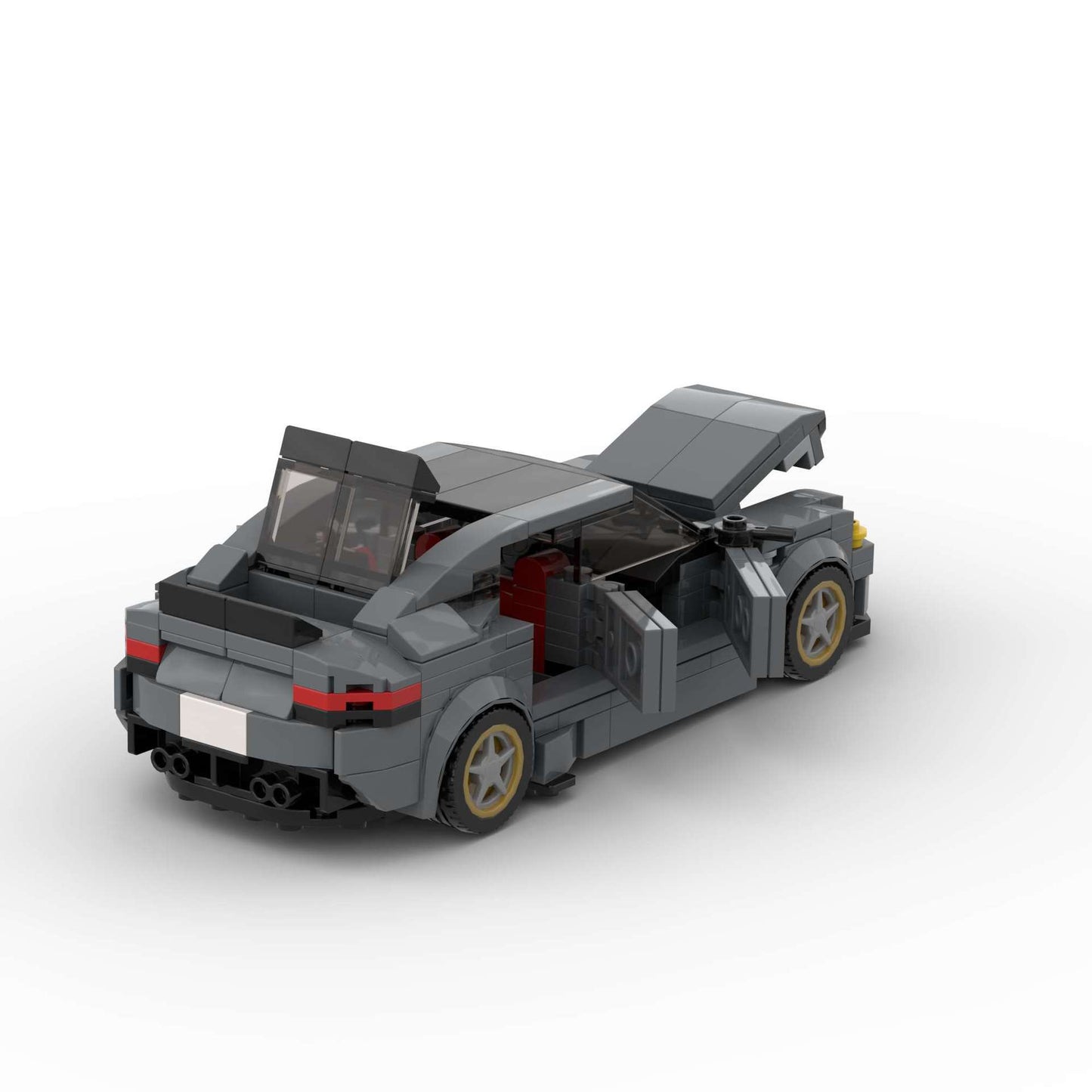 RevvBlox BMW M5 CS diecast model car with detailed exterior in black and silver, showcasing sporty design and intricate features.