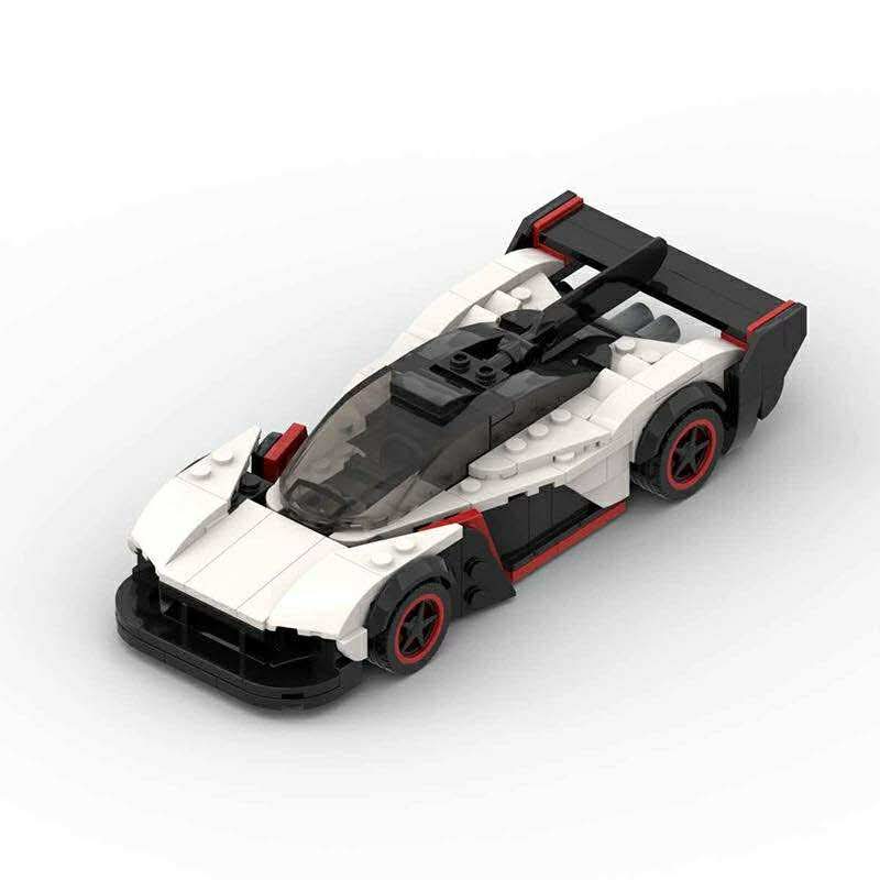 RevvBlox Aston Martin Valkyrie limited edition model car with detailed blue and green design showcasing sleek sports car features
