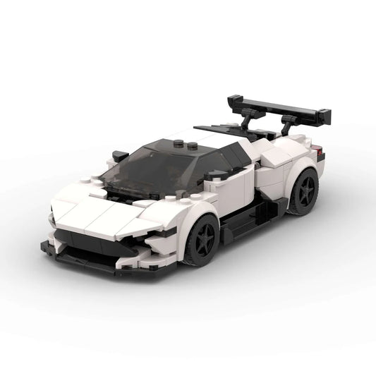 RevvBlox Lamborghini Aventador model car in detailed plastic construction, showcasing its sleek design and vibrant yellow color.