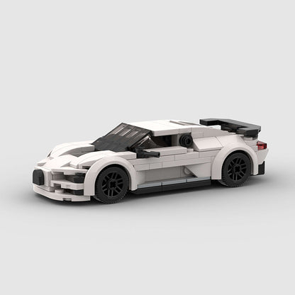 Revell Bugatti Chiron model car by RevvBlox, detailed plastic replica with realistic features and sleek blue finish.