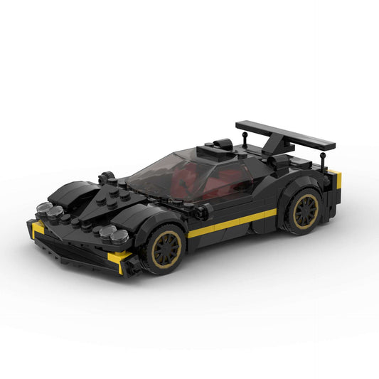 RevVBlox Pagani Zonda R scale model car with detailed red body and sleek design, showcasing high-performance sports car features.