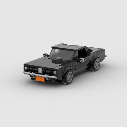 RevvBlox 1970 Dodge Charger R/T diecast model car with detailed features and classic muscle car design.