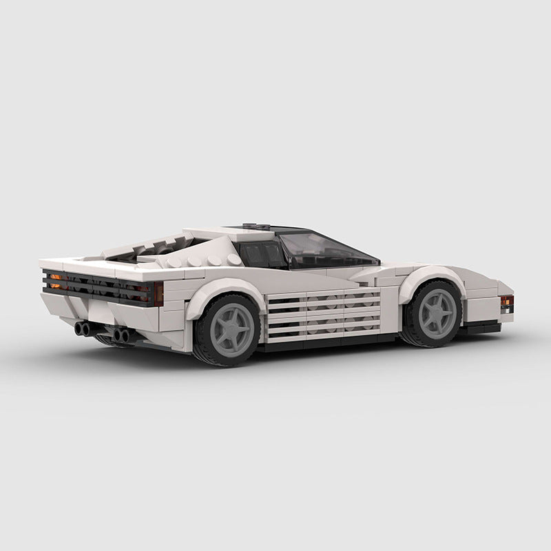 RevvBlox Ferrari Testarossa model car with detailed red exterior and aerodynamic design, showcasing realistic features.