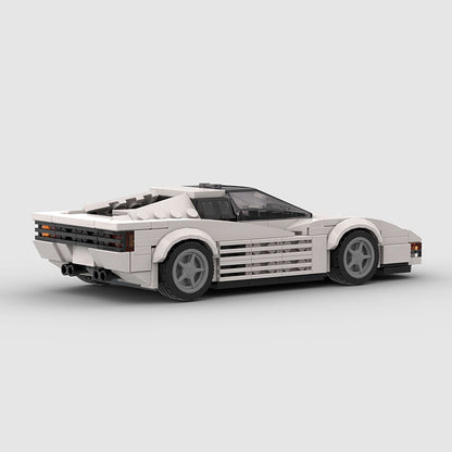 RevvBlox Ferrari Testarossa model car with detailed red exterior and aerodynamic design, showcasing realistic features.