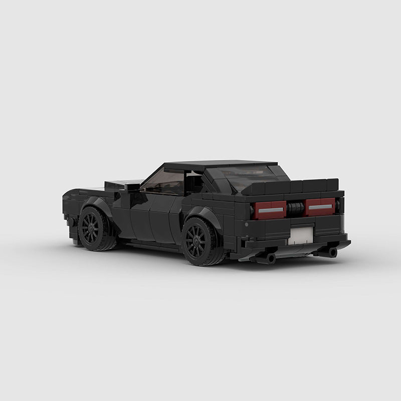 RevVBlox Dodge Hellcat toy model with detailed red and black design, showcasing the high-performance muscle car.