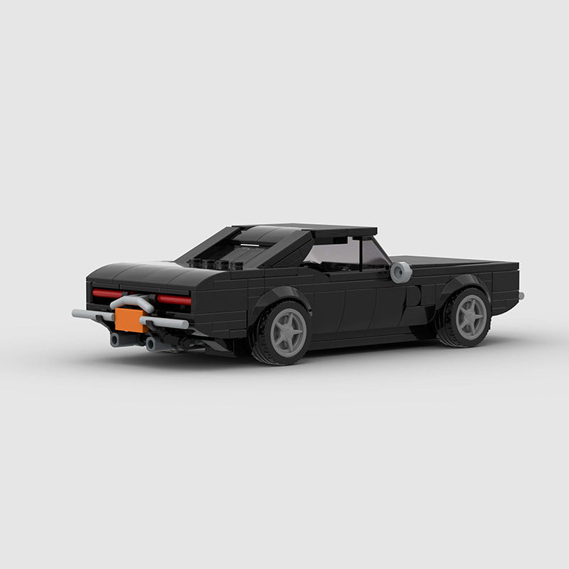 RevvBlox 1970 Dodge Charger R/T model car with detailed red and black painted exterior and iconic muscle car design.