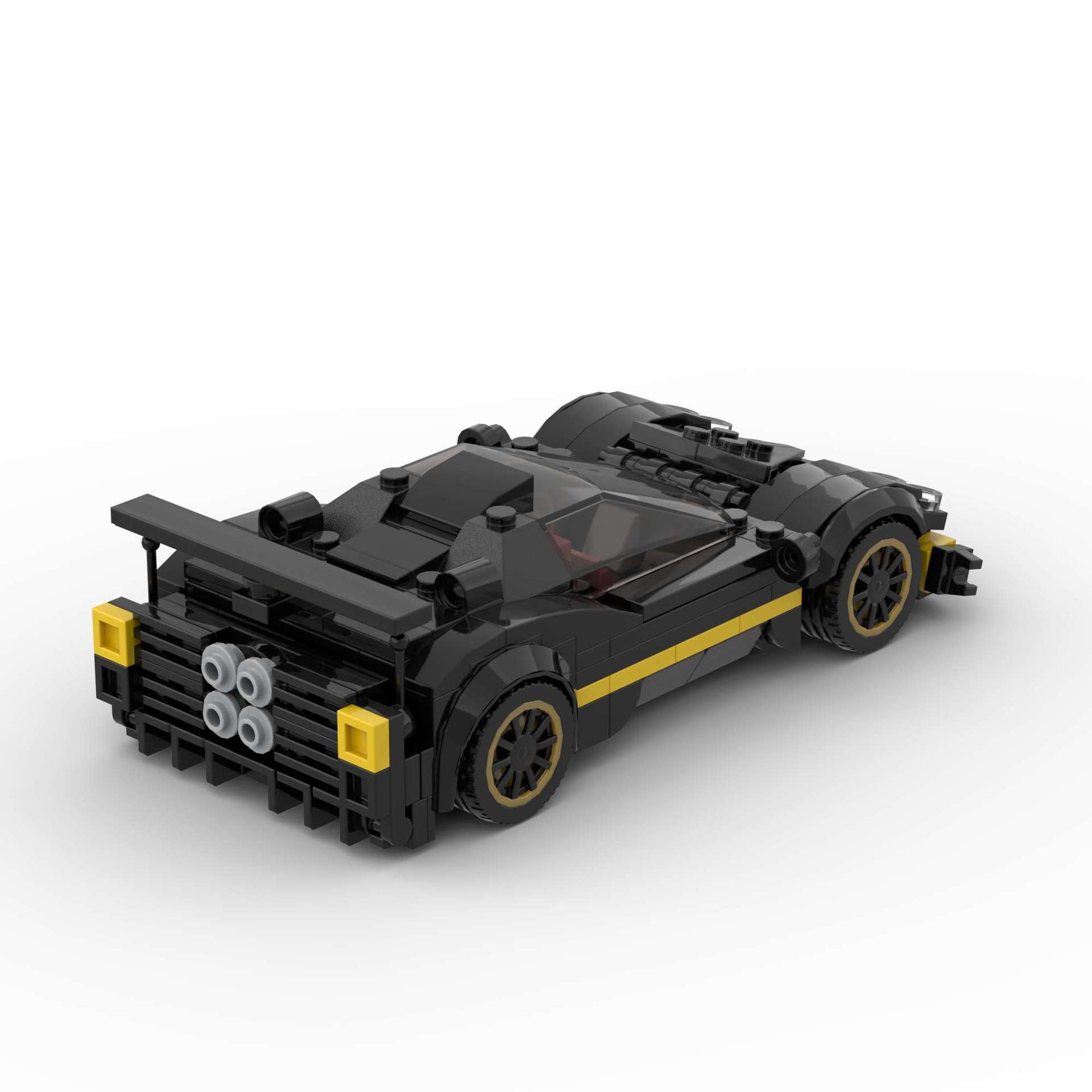 RevVBlox Pagani Zonda R model car showcasing detailed red and black racing design with sleek aerodynamic features.