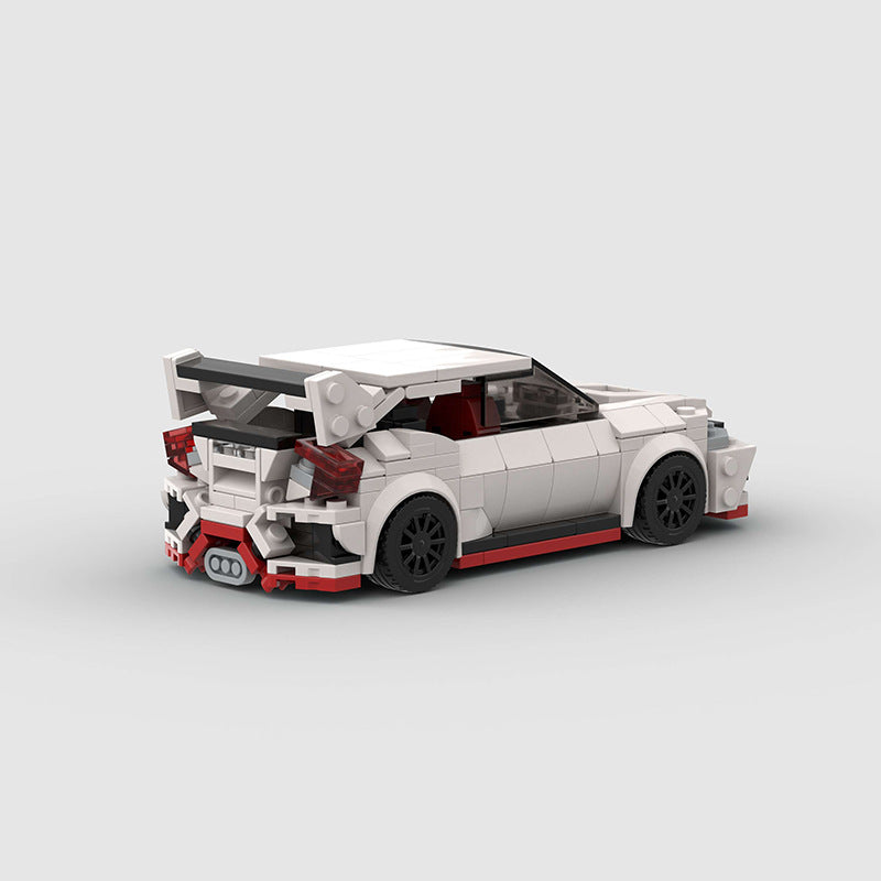 RevvBlox Honda Civic model car in silver, detailed miniature vehicle with realistic features and branding.