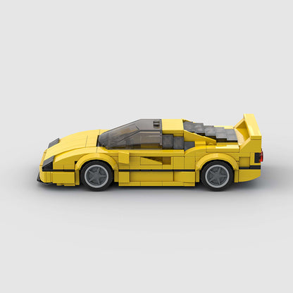 RevV Blox Ferrari F40 model car in red with detailed exterior, showcasing sleek design and realistic features.