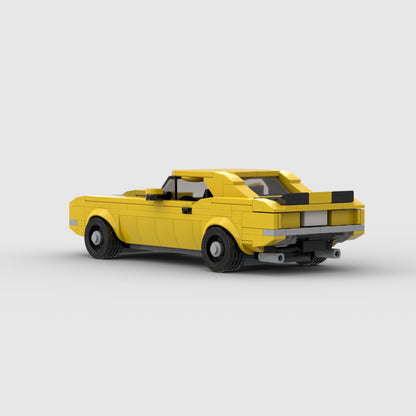 RevvBlox 1969 Chevrolet Camaro Z28 model car with detailed red and black body and sporty design.