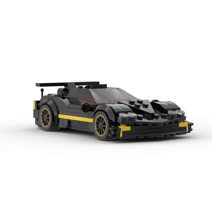 RevV Blox Pagani Zonda R model car with detailed red and black racing design, showcasing intricate custom features.