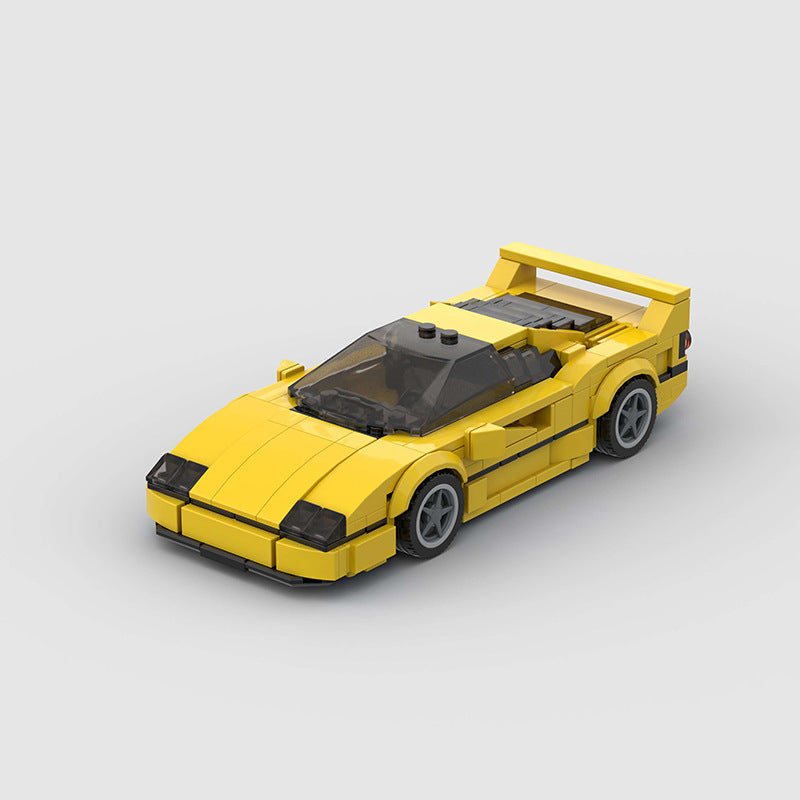 Red Ferrari F40 model by RevvBlox with detailed exterior, showing sleek curves and aerodynamic design.