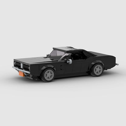 RevVBlox 1970 Dodge Charger R/T model car with detailed red and black design, showcasing the classic muscle car style.