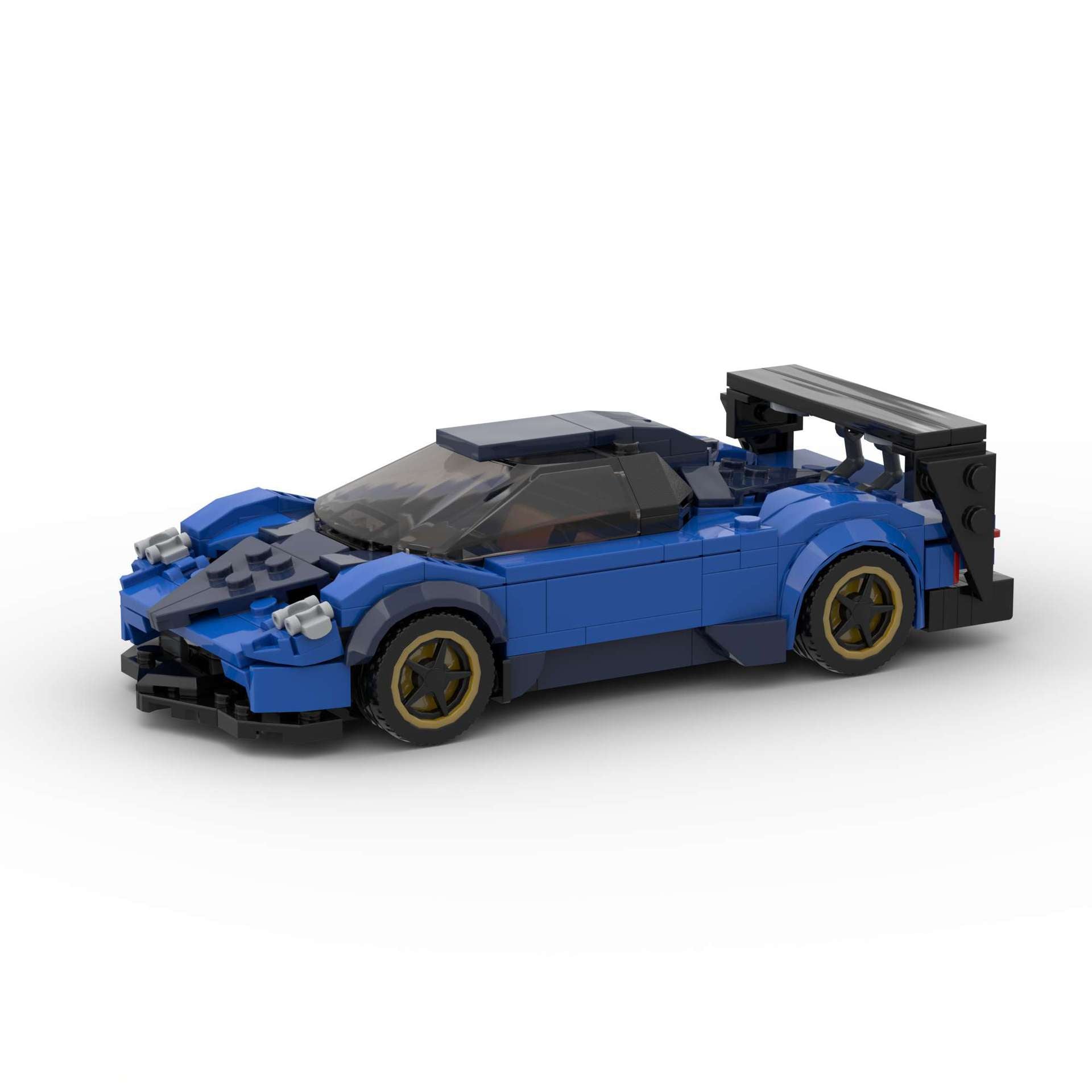 RevVBlox Pagani Zonda R model car with detailed red and black exterior and intricate aerodynamic features.