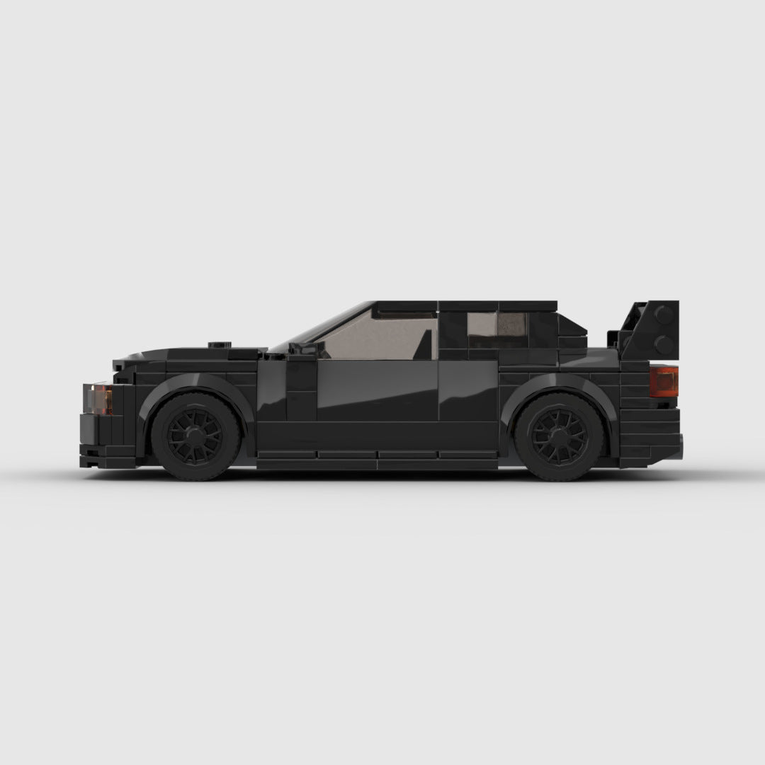 RevVBlox Mitsubishi GTO model car in detailed black and red design, showcasing sleek exterior and realistic features.