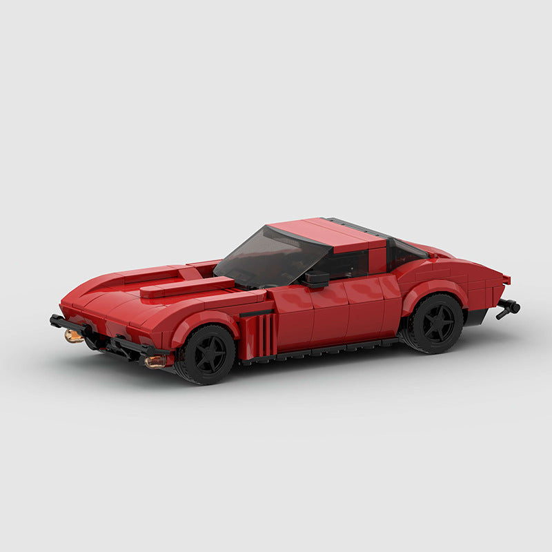 RevVblox Corvette C2 Stingray model car in red with detailed exterior and realistic features, perfect for display or collection.