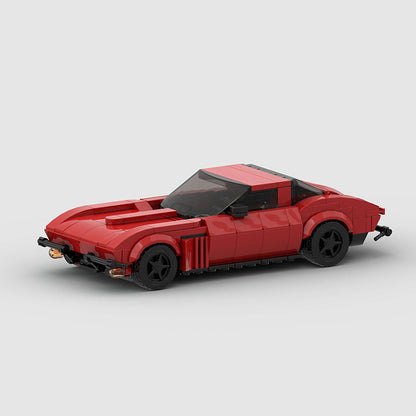 RevVblox Corvette C2 Stingray model car in red with detailed exterior and realistic features, perfect for display or collection.