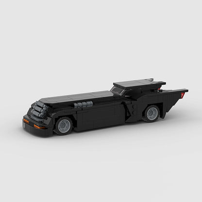 RevvBlox Batmobile toy model with sleek black design and detailed features, perfect for Batman fans and collectors.