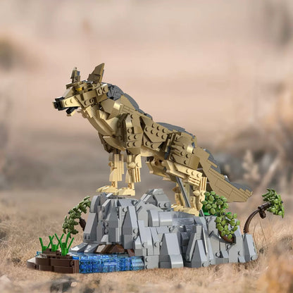 RevvBlox The Wolf Man action figure with detailed wolf costume, standing pose, showcasing intricate design and craftsmanship.
