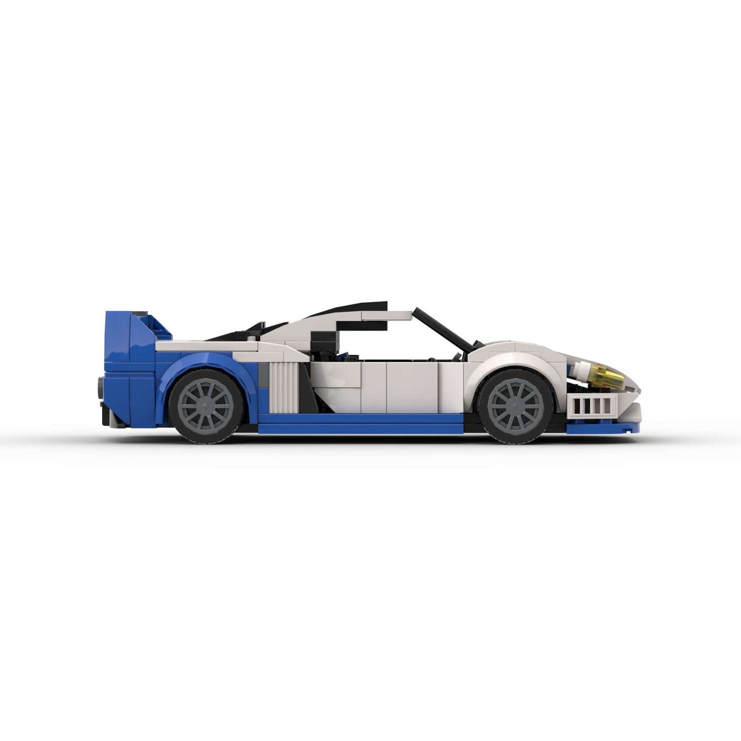 RevV Blox Maserati MC12 model car in detailed red and white design, showcasing sleek racing car features and craftsmanship.
