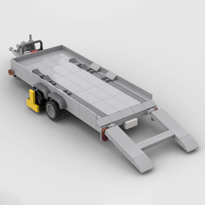 RevVblox Dodge Ram 1500 TRX pickup truck with trailer attached, outdoor setting, detailed view of the vehicle and trailer.