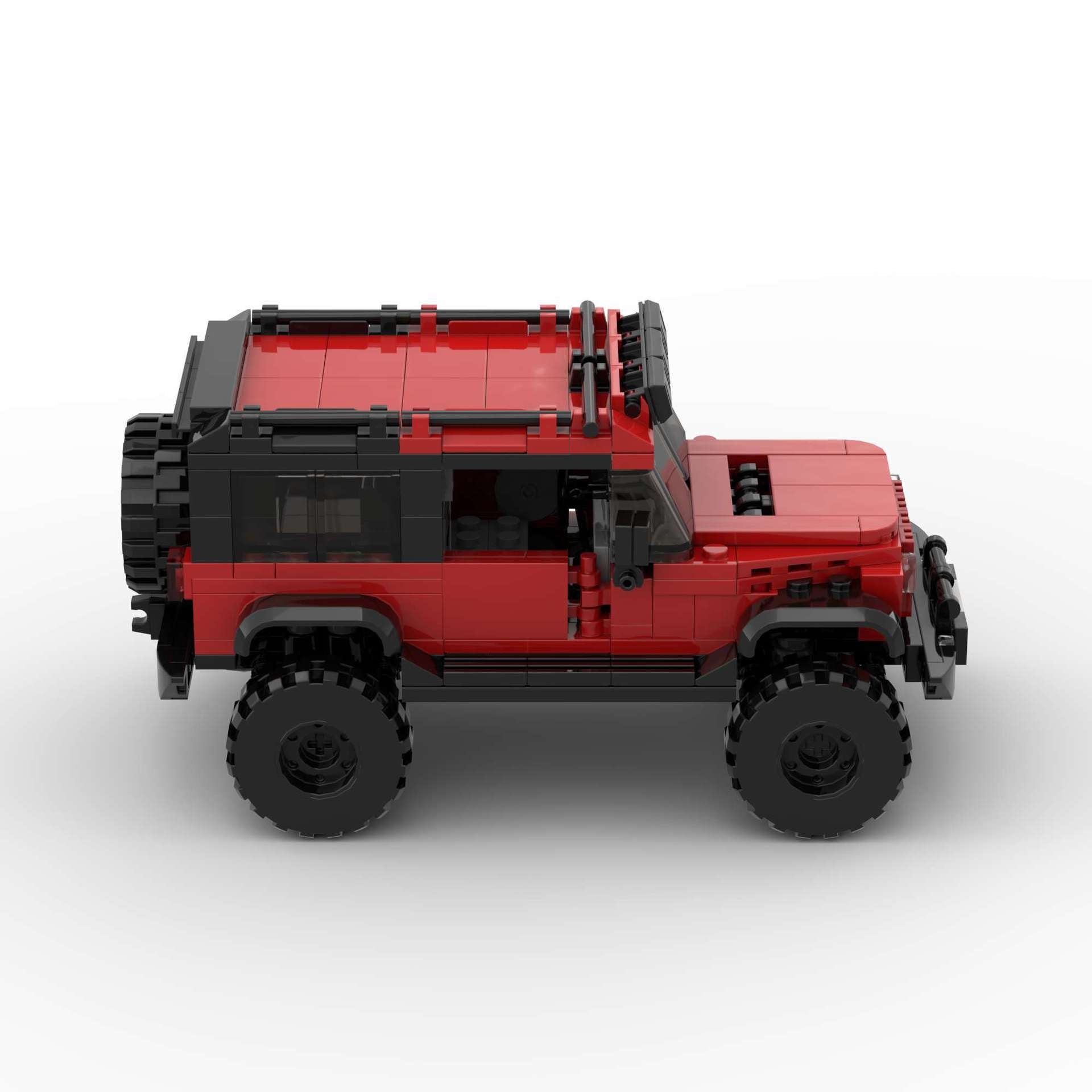 RevvBlox Jeep Wrangler toy model with detailed exterior, rugged design, and realistic features on a white background.