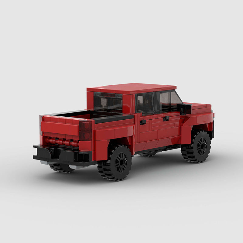 RevvBlox Chevrolet Silverado diecast model truck with detailed blue exterior and realistic features.