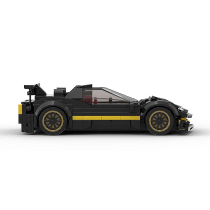 RevVBlox Pagani Zonda R model car with detailed red and black racing design, showcasing sleek aerodynamic features.