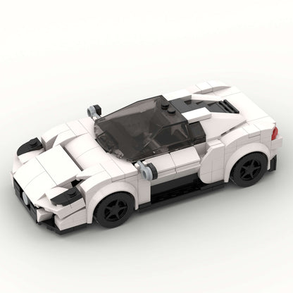 RevVBlox Maserati MC20 model car with detailed blue and silver exterior and sleek design, showcasing realistic features and craftsmanship.