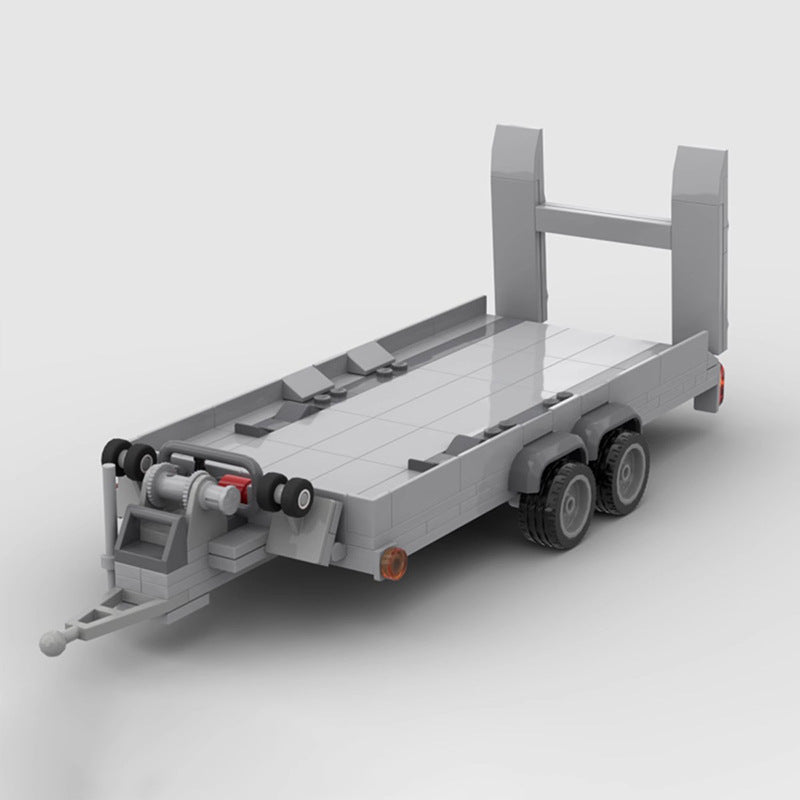 RevvBlox Dodge Ram 1500 TRX toy truck with trailer, detailed miniature model for display or collection.