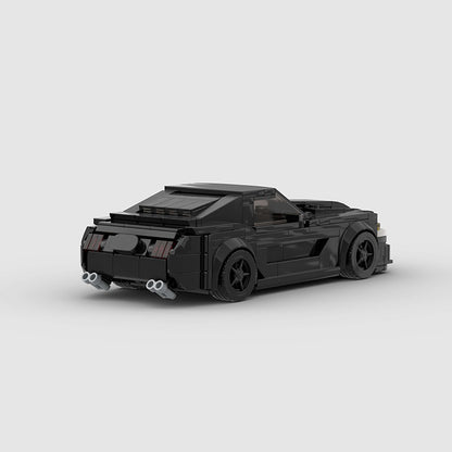RevvBlox Fort Mustang GT500 toy building block model assembled on a white background.