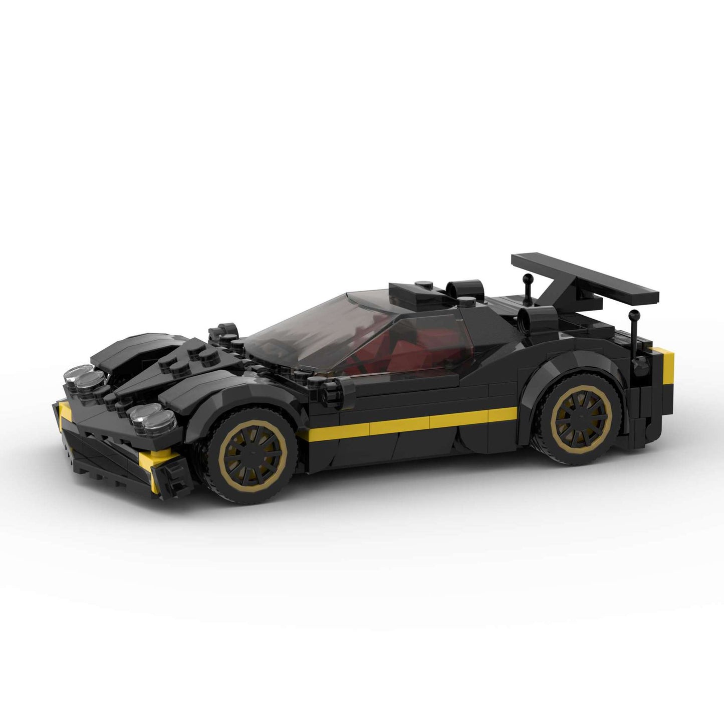 RevVBlox Pagani Zonda R model car showcasing detailed red and black design with realistic features and racing accents.