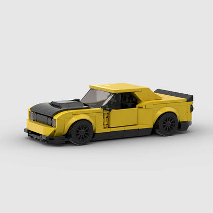 RevBlox Dodge Challenger SRT Hellcat LEGO-style building block toy with detailed black and red design, showcasing the muscle car model.
