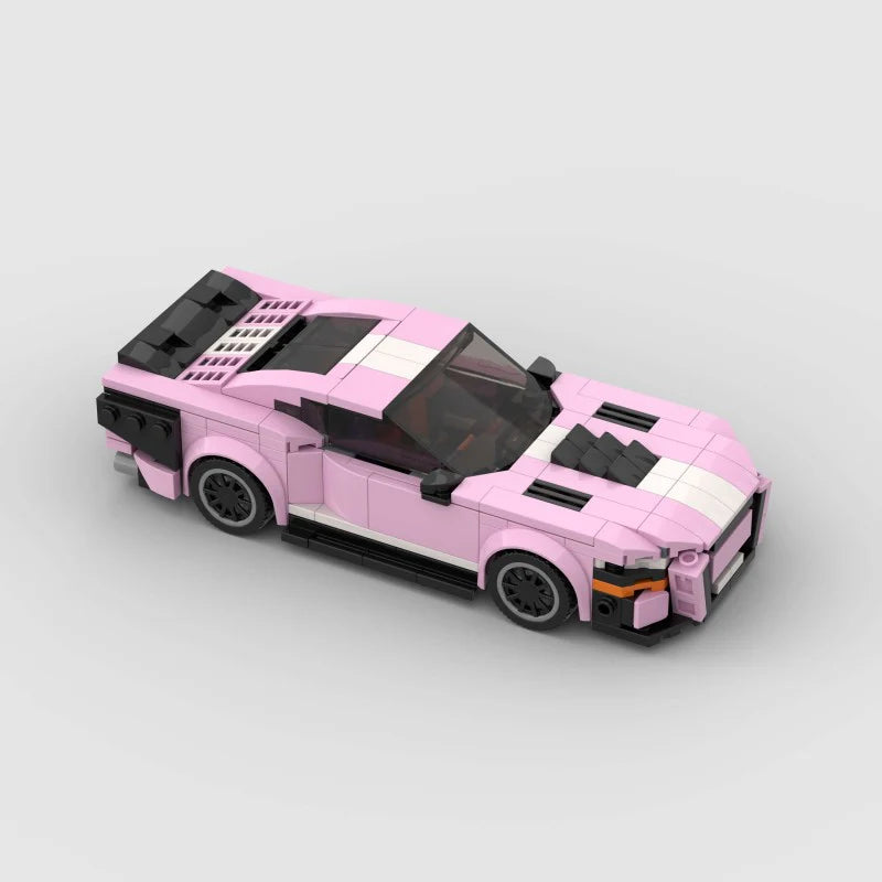 Pink edition Ford Mustang Shelby GT500 diecast model by RevvBlox, showcasing detailed exterior design and vibrant color.