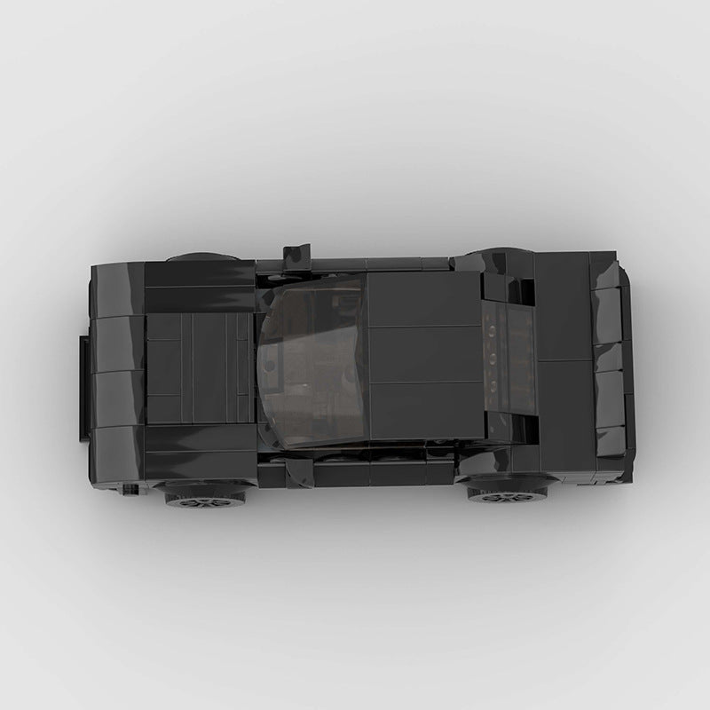 RevvBlox Dodge Hellcat toy car with detailed black and red design, showcasing the sleek exterior and aggressive styling.