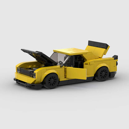 RevVblox Dodge Challenger SRT Hellcat diecast model with detailed black and red exterior, showcasing realistic design and features.