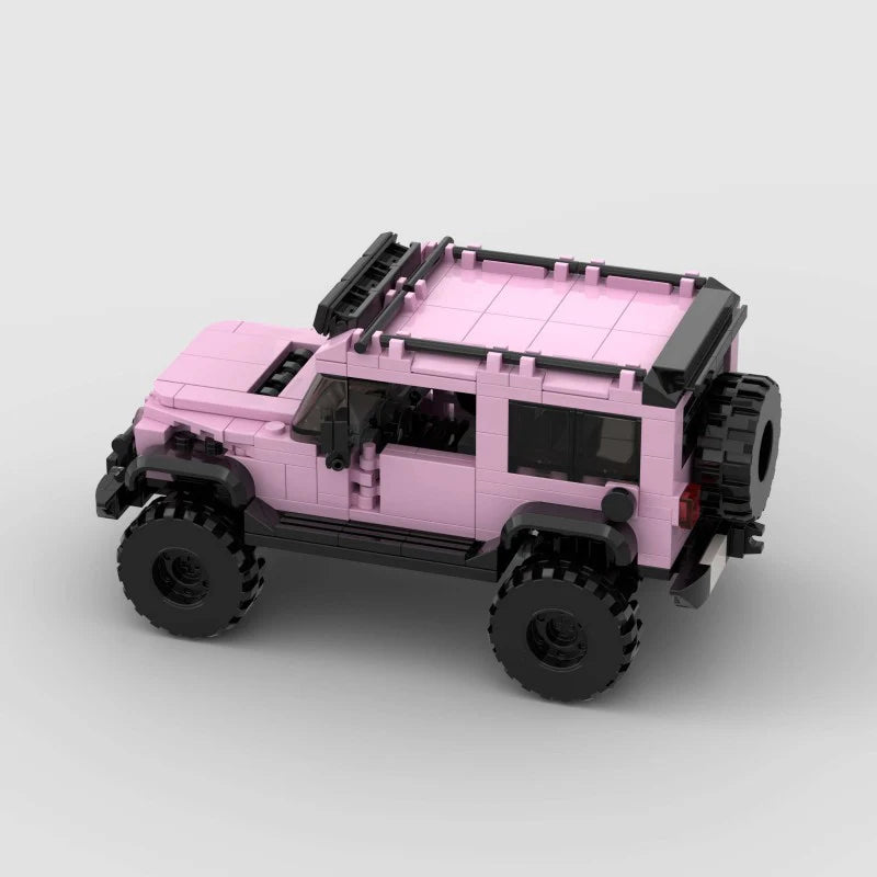 RevVBlox pink edition Jeep Wrangler toy model with detailed exterior and rugged off-road features.