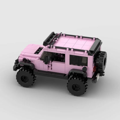 RevVBlox pink edition Jeep Wrangler toy model with detailed exterior and rugged off-road features.