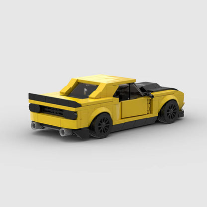 RevVBlox Dodge Challenger SRT Hellcat diecast model in black with detailed exterior and interior features.