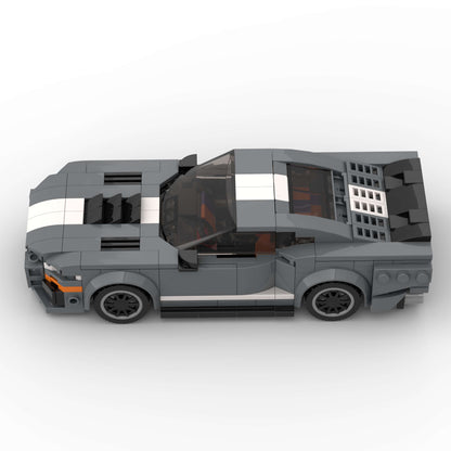 RevVBlox Ford Mustang Shelby GT500 diecast model with detailed red and black design, showcasing realistic features and branding.