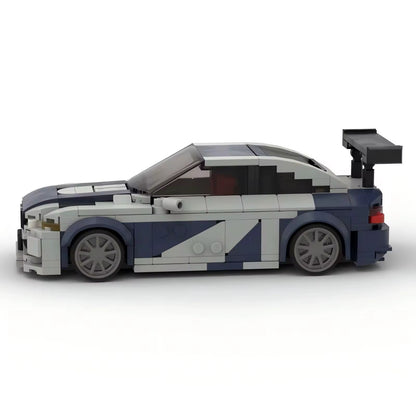 BMW M3 GTR E46 model from Need For Speed by RevvBlox, showcasing sleek design and detailed features.