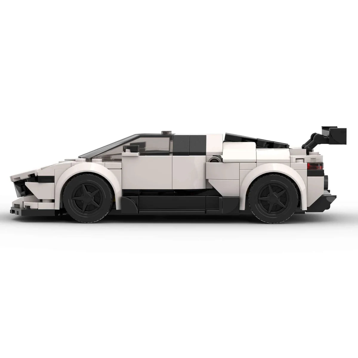RevVBlox Lamborghini Aventador toy model with detailed red and black plastic construction, showcasing sleek car design.