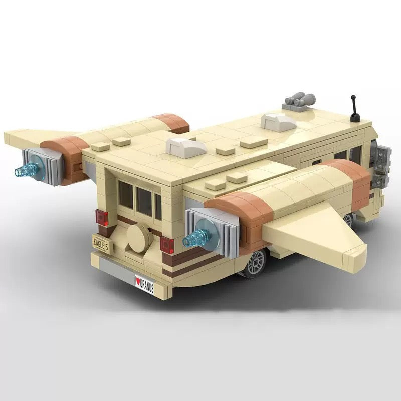 RevvBlox Eagle 5 Spaceballs model kit with detailed plastic spaceship, featuring sleek design and vibrant colors.