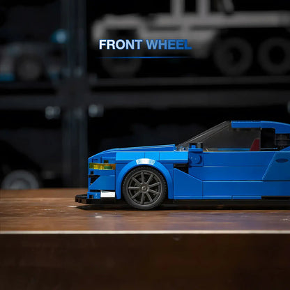 RevvBlox BMW M14 model showcasing sleek design and detailed features in a vibrant display setting.