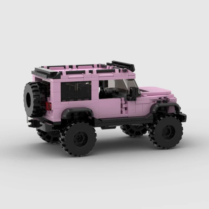 Pink Jeep Wrangler RevvBlox toy model with detailed exterior and realistic features, perfect for imaginative play and display.