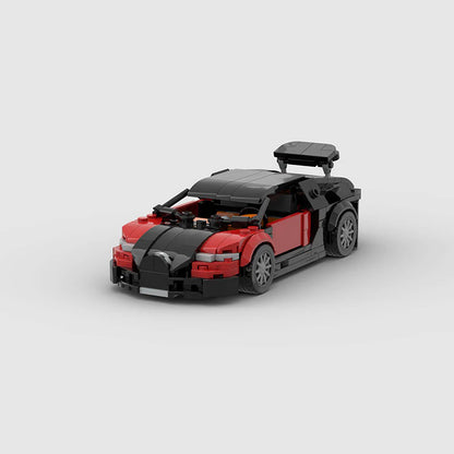 Revvblox Bugatti Veyron model car, detailed plastic replica showcasing sleek design and distinctive features of the luxury sports car.