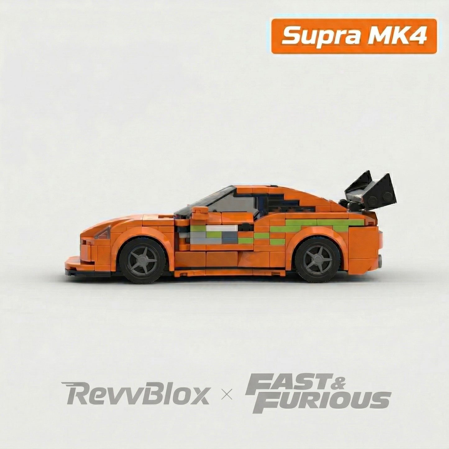 RevvBlox Fast & Furious bundle featuring LEGO-style building blocks with characters and vehicles from the Fast & Furious series.